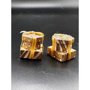 Miniature dollhouse gold white Christmas presents lot restoration holidays